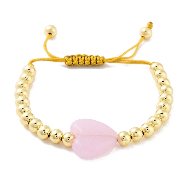 PandaHall Handmade Lampwork Heart Bracelets, Adjustable 6mm Round Brass Braided Bead Bracelets for Women, Real 18K Gold Plated, Pink, Inner...
PandaHall Handmade Lampwork Heart Bracelets, Adjustable 6mm Round Brass Braided Bead Bracelets for Women, Real 18K Gold Plated, Pink, Inner...