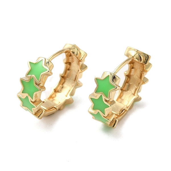 PandaHall Star Real 18K Gold Plated Brass Hoop Earrings, with Enamel, Spring Green, 19.5x7mm Brass Star
PandaHall Star Real 18K Gold Plated Brass Hoop Earrings, with Enamel, Spring Green, 19.5x7mm Brass Star