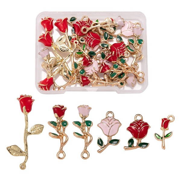 PandaHall 24Pcs 6 Style Alloy Enamel Pendants, for Valentine's Day, Rose Flowers, Mixed Color, 19~38x9~17x2.5~9mm, Hole: 1.2~2mm, 4pcs/style..., Multicolor
PandaHall 24Pcs 6 Style Alloy Enamel Pendants, for Valentine's Day, Rose Flowers, Mixed Color, 19~38x9~17x2.5~9mm, Hole: 1.2~2mm, 4pcs/style..., Multicolor