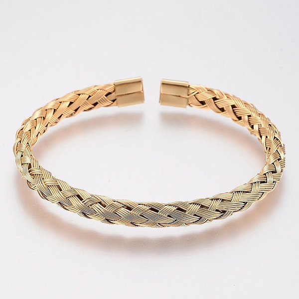 PandaHall 304 Stainless Steel Cuff Bangles Torque Bangles, Golden, 55x60mm(2-1/8 inchx2-3/8 inch) 304 Stainless Steel
PandaHall 304 Stainless Steel Cuff Bangles Torque Bangles, Golden, 55x60mm(2-1/8 inchx2-3/8 inch) 304 Stainless Steel