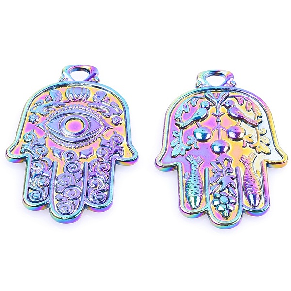 PandaHall Alloyl Pendants, Hamsa Hand with Evil Eye, Rainbow Color, 48x31mm, Hole: 4mm Alloy Palm
PandaHall Alloyl Pendants, Hamsa Hand with Evil Eye, Rainbow Color, 48x31mm, Hole: 4mm Alloy Palm