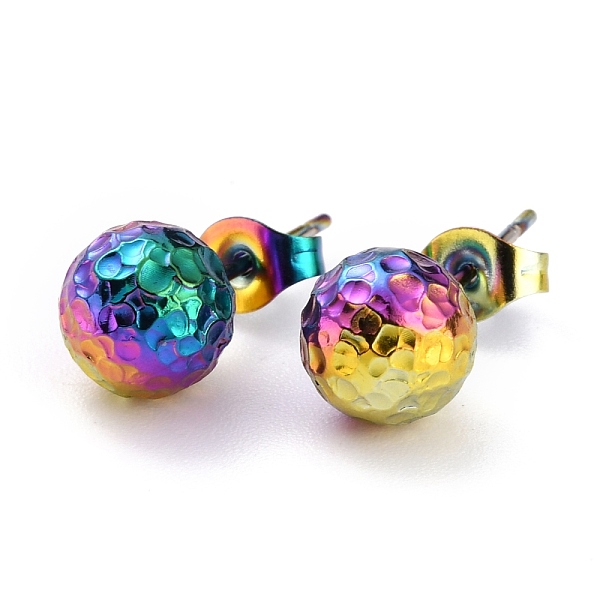 PandaHall Ion Plating(IP) Textured Round Bead 304 Stainless Steel Stud Earring Findings, with Ear Nuts/Earring Backs and Hole, Rainbow Color...
PandaHall Ion Plating(IP) Textured Round Bead 304 Stainless Steel Stud Earring Findings, with Ear Nuts/Earring Backs and Hole, Rainbow Color...