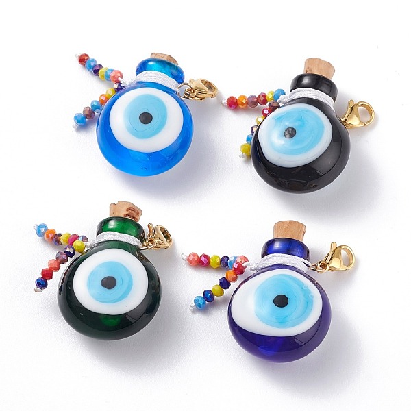PandaHall Handmade Evil Eye Lampwork Perfume Bottle Pendant Decorations, with Glass Beads, 304 Stainless Steel Lobster Claw Clasps, Mixed..., Multicolor
PandaHall Handmade Evil Eye Lampwork Perfume Bottle Pendant Decorations, with Glass Beads, 304 Stainless Steel Lobster Claw Clasps, Mixed..., Multicolor