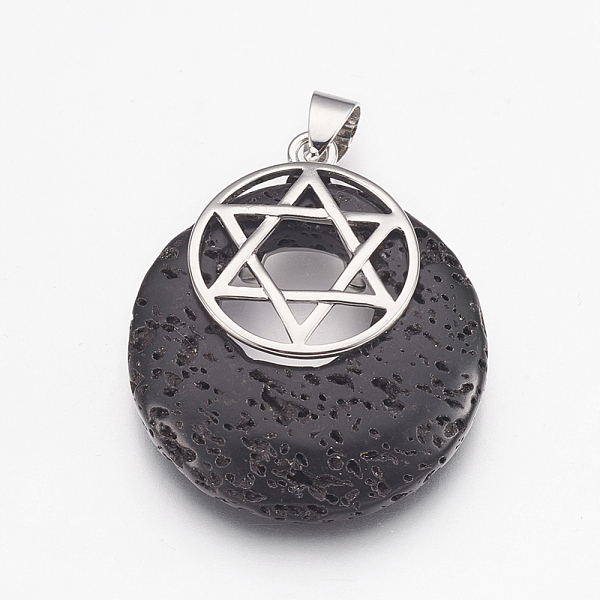 PandaHall Natural Lava Rock Pendants, for Jewish, with Platinum Tone Brass Findings, Flat Round with Star of David, Dyed, 32x28x7mm, Hole..., Black
PandaHall Natural Lava Rock Pendants, for Jewish, with Platinum Tone Brass Findings, Flat Round with Star of David, Dyed, 32x28x7mm, Hole..., Black