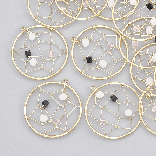PandaHall Brass Pendants, with Glass Beads, Flat Round with Web, Real 18K Gold Plated, 32x30x4mm, Hole: 1mm Brass+Glass Flat Round
PandaHall Brass Pendants, with Glass Beads, Flat Round with Web, Real 18K Gold Plated, 32x30x4mm, Hole: 1mm Brass+Glass Flat Round