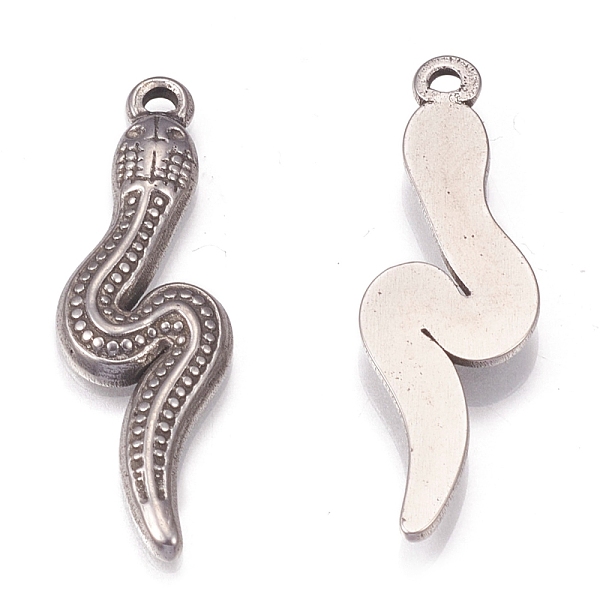 PandaHall 304 Stainless Steel Pendants, Snake, Antique Silver, 32.5x10x2mm, Hole: 2mm 304 Stainless Steel Snake
PandaHall 304 Stainless Steel Pendants, Snake, Antique Silver, 32.5x10x2mm, Hole: 2mm 304 Stainless Steel Snake