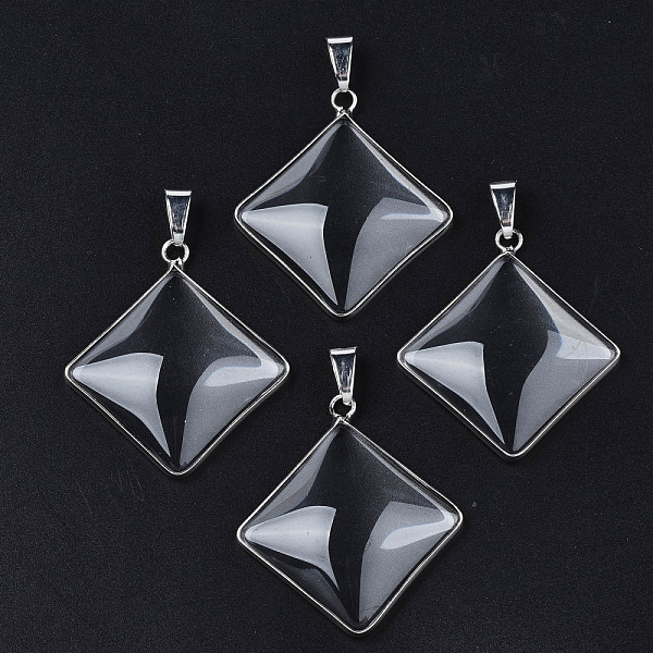 PandaHall Brass Glass Pendants, with Iron Snap on Bails, Rhombus, Platinum, Clear, 46.5x41x6.5mm, Hole: 10mm Brass+Glass Rhombus Clear
PandaHall Brass Glass Pendants, with Iron Snap on Bails, Rhombus, Platinum, Clear, 46.5x41x6.5mm, Hole: 10mm Brass+Glass Rhombus Clear