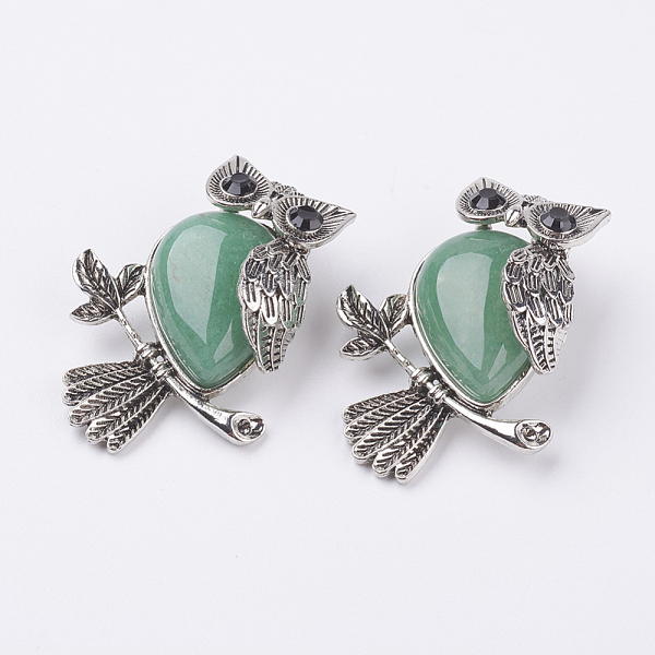 PandaHall Natural Green Aventurine Pendants, with Alloy Finding, Owl, Antique Silver, 46.5x35.5x11.5mm, Hole: 6x8.5mm Green Aventurine Owl
PandaHall Natural Green Aventurine Pendants, with Alloy Finding, Owl, Antique Silver, 46.5x35.5x11.5mm, Hole: 6x8.5mm Green Aventurine Owl