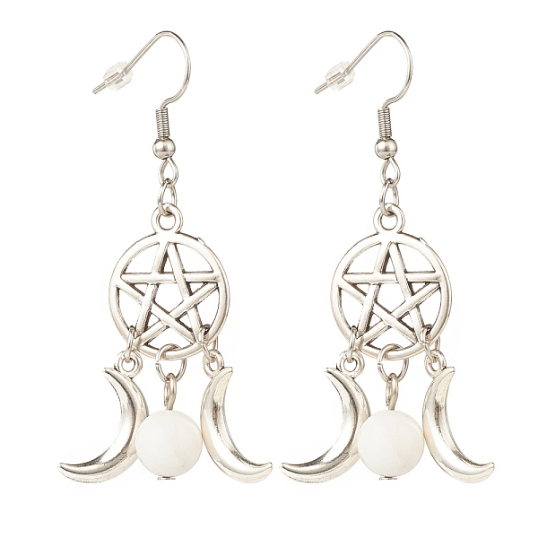 PandaHall Woven Net with Natural Howlite Dangle Earrings, Alloy Moon and Star Earrings for Women, 58mm, Pin: 0.7mm Howlite
PandaHall Woven Net with Natural Howlite Dangle Earrings, Alloy Moon and Star Earrings for Women, 58mm, Pin: 0.7mm Howlite