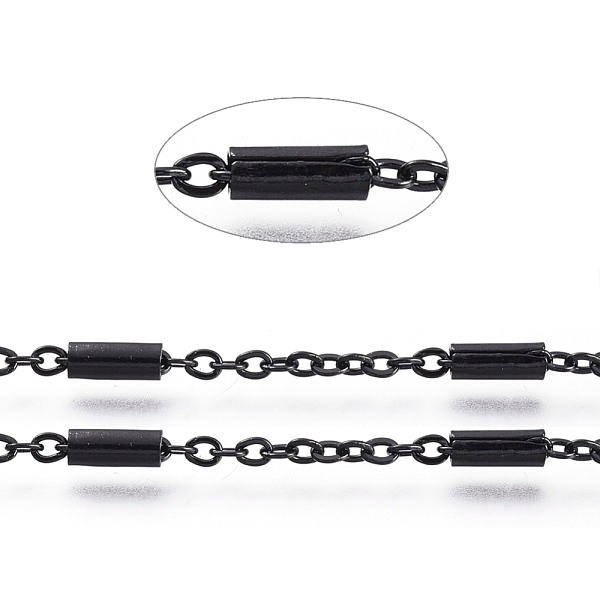PandaHall 304 Stainless Steel Cable Chains, with Tube Beads, Soldered, with Spool, Flat Oval, Electrophoresis Black, Tube Beads: 54x28mm...
PandaHall 304 Stainless Steel Cable Chains, with Tube Beads, Soldered, with Spool, Flat Oval, Electrophoresis Black, Tube Beads: 54x28mm...