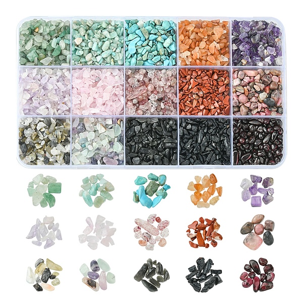 PandaHall 305G 15 Styles Natural Mixed Gemstone Chip Beads, No Hole/Undrilled, Mixed Dyed and Undyed, 2~12x2~10mm Mixed Stone Chip
PandaHall 305G 15 Styles Natural Mixed Gemstone Chip Beads, No Hole/Undrilled, Mixed Dyed and Undyed, 2~12x2~10mm Mixed Stone Chip