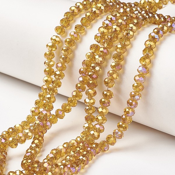 PandaHall Electroplate Transparent Glass Beads Strands, Full Rainbow Plated, Faceted, Rondelle, Goldenrod, 4x3mm, Hole: 0.4mm, about..., Gold
PandaHall Electroplate Transparent Glass Beads Strands, Full Rainbow Plated, Faceted, Rondelle, Goldenrod, 4x3mm, Hole: 0.4mm, about..., Gold