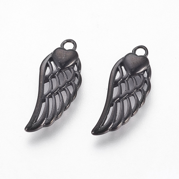 PandaHall 304 Stainless Steel Pendants, Wings with Heart, Gunmetal, 20x8x2.5mm, Hole: 1.6mm 304 Stainless Steel Wing
PandaHall 304 Stainless Steel Pendants, Wings with Heart, Gunmetal, 20x8x2.5mm, Hole: 1.6mm 304 Stainless Steel Wing