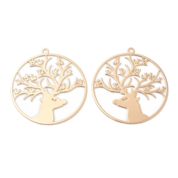 PandaHall Long-Lasting Plated Brass Filigree Pendants, Flat Round with Deer Charm, Light Gold, 41x38x0.3mm, Hole: 2mm Brass Flat Round
PandaHall Long-Lasting Plated Brass Filigree Pendants, Flat Round with Deer Charm, Light Gold, 41x38x0.3mm, Hole: 2mm Brass Flat Round