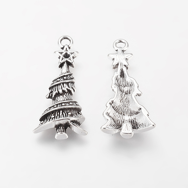PandaHall Tibetan Style Alloy Pendants, Lead Free & Cadmium Free, Christmas Tree, Antique Silver, 30x14x5mm, Hole: 2mm Alloy Tree
PandaHall Tibetan Style Alloy Pendants, Lead Free & Cadmium Free, Christmas Tree, Antique Silver, 30x14x5mm, Hole: 2mm Alloy Tree