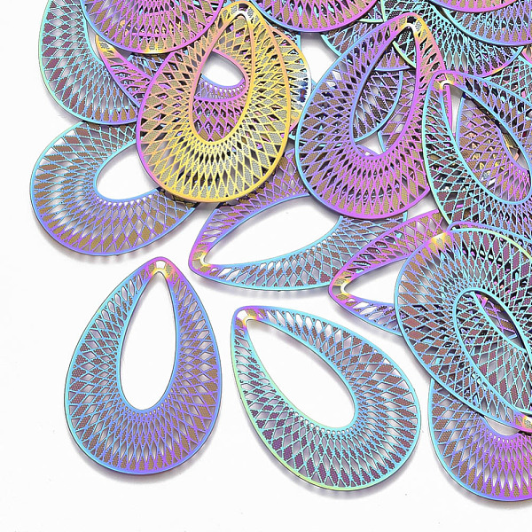 PandaHall Ion Plating(IP) 304 Stainless Steel Filigree Pendants, Etched Metal Embellishments, Teardrop, Rainbow Color, 40.5x27x0.3mm, Hole...
PandaHall Ion Plating(IP) 304 Stainless Steel Filigree Pendants, Etched Metal Embellishments, Teardrop, Rainbow Color, 40.5x27x0.3mm, Hole...