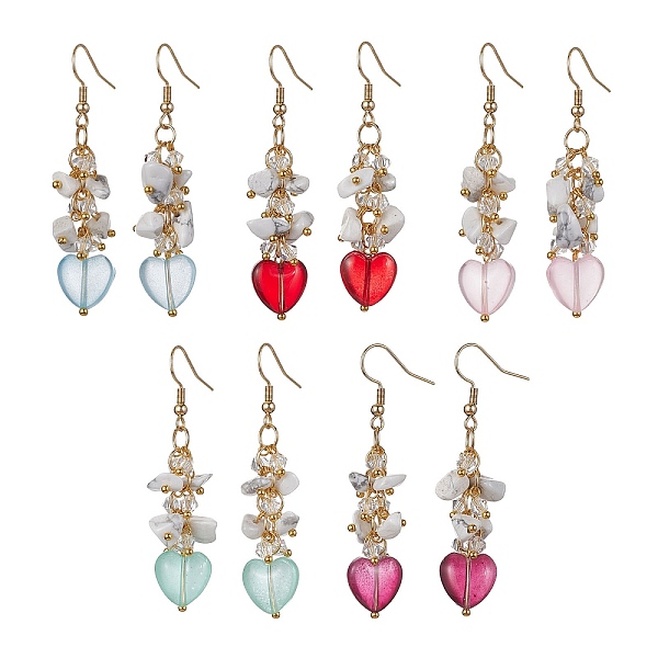 PandaHall Synthetic White Howlite Chips & Glass Heart Dangle Earrings, Cluster Earrings with 304 Stainless Steel Pins, Mixed Color..., Multicolor
PandaHall Synthetic White Howlite Chips & Glass Heart Dangle Earrings, Cluster Earrings with 304 Stainless Steel Pins, Mixed Color..., Multicolor
