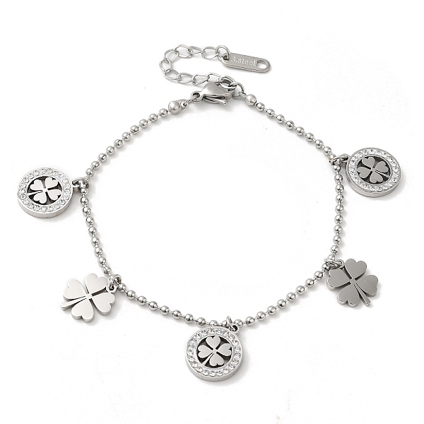 PandaHall Rhinestone Clover Charm Bracelet, with 304 Stainless Steel Ball Chains, Stainless Steel Color, 7-1/4 inch(18.5cm) Rhinestone...
PandaHall Rhinestone Clover Charm Bracelet, with 304 Stainless Steel Ball Chains, Stainless Steel Color, 7-1/4 inch(18.5cm) Rhinestone...