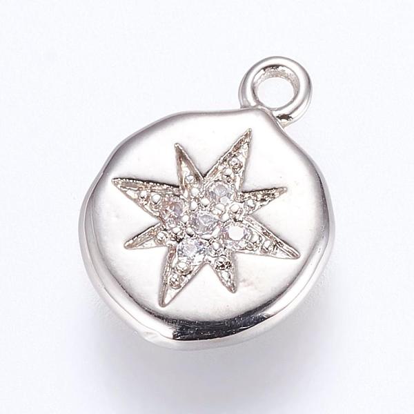 PandaHall Brass Charms, with Cubic Zirconia, Flat Round with Star, Platinum, 13x9.5x2mm, Hole: 1mm Brass+Cubic Zirconia Flat Round Clear
PandaHall Brass Charms, with Cubic Zirconia, Flat Round with Star, Platinum, 13x9.5x2mm, Hole: 1mm Brass+Cubic Zirconia Flat Round Clear
