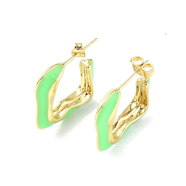 PandaHall Enamel Twist Square Stud Earrings, Real 18K Gold Plated Brass Half Hoop Earrings for Women, Lawn Green, 23x21.5x5.5mm, Pin: 0.8mm...
PandaHall Enamel Twist Square Stud Earrings, Real 18K Gold Plated Brass Half Hoop Earrings for Women, Lawn Green, 23x21.5x5.5mm, Pin: 0.8mm...