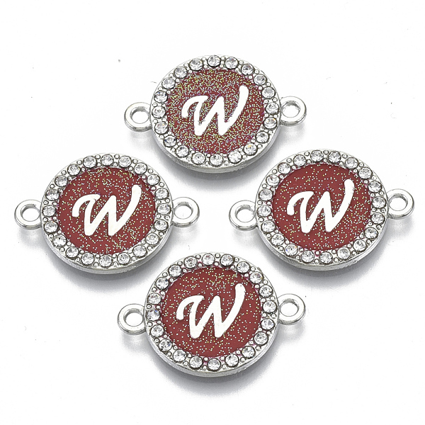 PandaHall Alloy Enamel Links Connectors, with Crystal Rhinestones, Flat Round with Letter, Silver Color Plated, Letter.W, 22x16x2mm, Hole..., Red
PandaHall Alloy Enamel Links Connectors, with Crystal Rhinestones, Flat Round with Letter, Silver Color Plated, Letter.W, 22x16x2mm, Hole..., Red