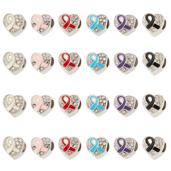 PandaHall OLYCRAFT 24Pcs 6 Colors Bulk Cancer Rhinestone European Beads Breast Cancer Awareness Heart Beads 3mm Hole Heart with Awareness..., Multicolor
PandaHall OLYCRAFT 24Pcs 6 Colors Bulk Cancer Rhinestone European Beads Breast Cancer Awareness Heart Beads 3mm Hole Heart with Awareness..., Multicolor