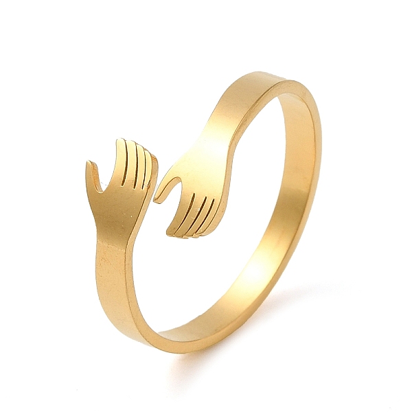PandaHall 304 Stainless Steel Cuff Rings, Hollow Open Finger Ring for Women, Hand Hug, Golden, Inner Diameter: 19mm 304 Stainless Steel Palm
PandaHall 304 Stainless Steel Cuff Rings, Hollow Open Finger Ring for Women, Hand Hug, Golden, Inner Diameter: 19mm 304 Stainless Steel Palm