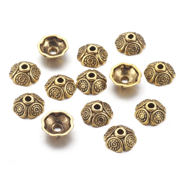 PandaHall Tibetan Style Bead Caps, Antique Golden, Lead Free, Cadmium Free and Nickel Free, Flower, Size: about 9mm in diameter, 4mm thick...
PandaHall Tibetan Style Bead Caps, Antique Golden, Lead Free, Cadmium Free and Nickel Free, Flower, Size: about 9mm in diameter, 4mm thick...
