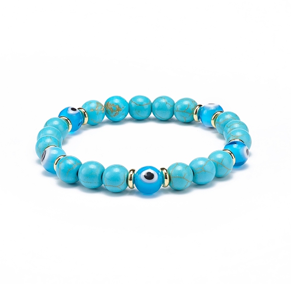 PandaHall Synthetic Turquoise & Lampwork Evil Eye Round Beaded Stretch Bracelet, Gemstone Jewelry for Women, Inner Diameter: 2 inch(5.1cm)...
PandaHall Synthetic Turquoise & Lampwork Evil Eye Round Beaded Stretch Bracelet, Gemstone Jewelry for Women, Inner Diameter: 2 inch(5.1cm)...