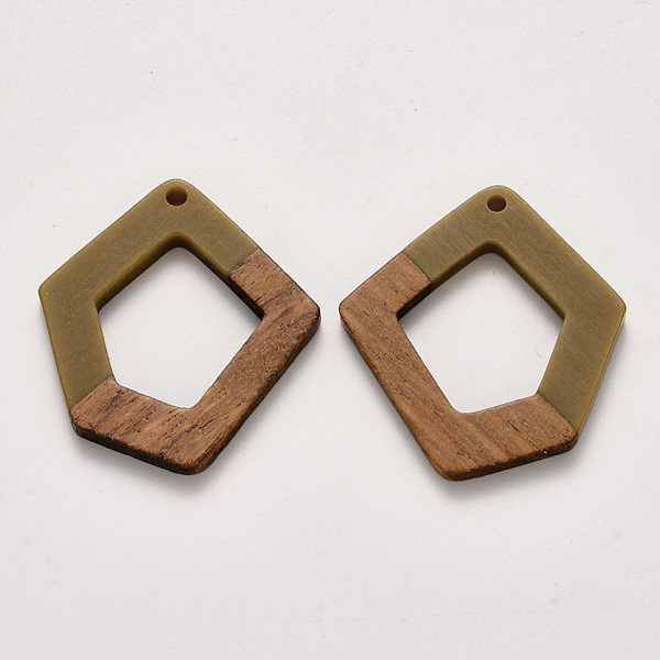 PandaHall Resin & Walnut Wood Pendants, Waxed, Polygon, Dark Goldenrod, 35.5x32.5x3~4mm, Hole: 2mm Resin+Wood Polygon Gold
PandaHall Resin & Walnut Wood Pendants, Waxed, Polygon, Dark Goldenrod, 35.5x32.5x3~4mm, Hole: 2mm Resin+Wood Polygon Gold