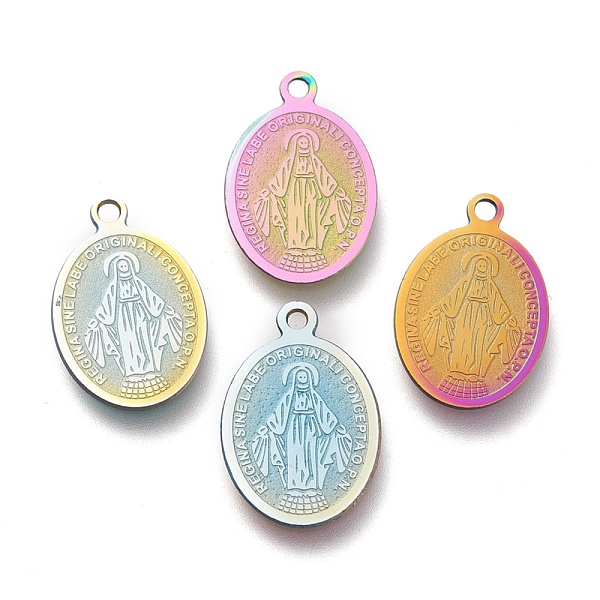 PandaHall Ion Plating(IP) 304 Stainless Steel Charms, Laser Cut, Oval, Miraculous Medal, Rainbow Color, 18.5x12.5x0.5mm, Hole: 1.4mm 304...
PandaHall Ion Plating(IP) 304 Stainless Steel Charms, Laser Cut, Oval, Miraculous Medal, Rainbow Color, 18.5x12.5x0.5mm, Hole: 1.4mm 304...
