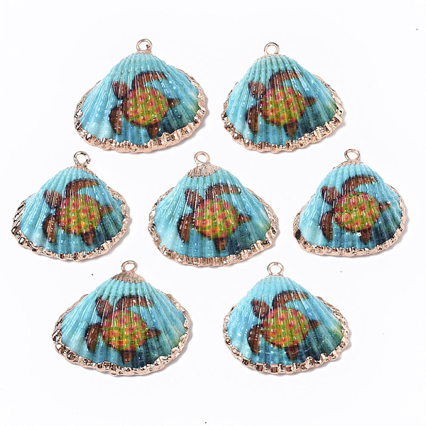 PandaHall Electroplate Printed Natural Scallop Shell Pendants, Sea Shell Pendants, with Brass Loops, Tortoise Pattern, 22~27x23~29x8~10mm..., Blue
PandaHall Electroplate Printed Natural Scallop Shell Pendants, Sea Shell Pendants, with Brass Loops, Tortoise Pattern, 22~27x23~29x8~10mm..., Blue