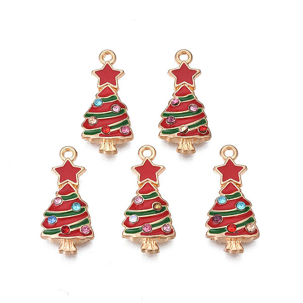 PandaHall Rack Plating Alloy Enamel Pendants, with Rhinestone, Cadmium Free & Nickel Free & Lead Free, Light Gold, Christmas Tree with Star...
PandaHall Rack Plating Alloy Enamel Pendants, with Rhinestone, Cadmium Free & Nickel Free & Lead Free, Light Gold, Christmas Tree with Star...