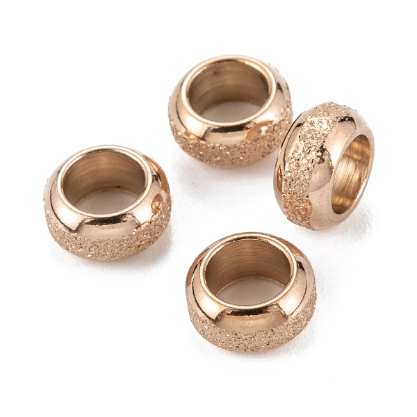 PandaHall Ion Plating(IP) Frosted 201 Stainless Steel European Beads, Rondelle, Rose Gold, 8x4mm, Hole: 5mm 201 Stainless Steel Rondelle
PandaHall Ion Plating(IP) Frosted 201 Stainless Steel European Beads, Rondelle, Rose Gold, 8x4mm, Hole: 5mm 201 Stainless Steel Rondelle