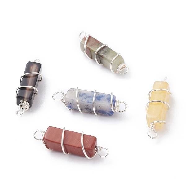 PandaHall Natural Mixed Gemstone Links, with Silver Eco-Friendly Copper Wire, Cuboid, 19~21.5x5.5~6x5.5~6mm, Hole: 1.8mm Mixed Stone Cuboid
PandaHall Natural Mixed Gemstone Links, with Silver Eco-Friendly Copper Wire, Cuboid, 19~21.5x5.5~6x5.5~6mm, Hole: 1.8mm Mixed Stone Cuboid