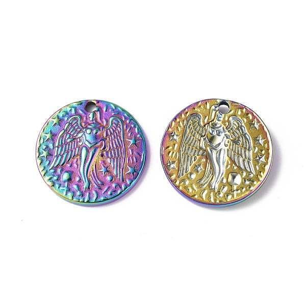 PandaHall Ion Plating(IP) 304 Stainless Steel Pendants, Textured, Flat Round with Angel Charm, Rainbow Color, 20x2.5mm, Hole: 1.8mm 304...
PandaHall Ion Plating(IP) 304 Stainless Steel Pendants, Textured, Flat Round with Angel Charm, Rainbow Color, 20x2.5mm, Hole: 1.8mm 304...