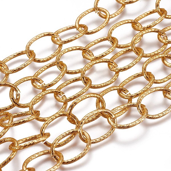 PandaHall Aluminum Cable Chains, Textured, Unwelded, Oval, Oxidated in Golden, Link:14x19mm Aluminum Gold
PandaHall Aluminum Cable Chains, Textured, Unwelded, Oval, Oxidated in Golden, Link:14x19mm Aluminum Gold