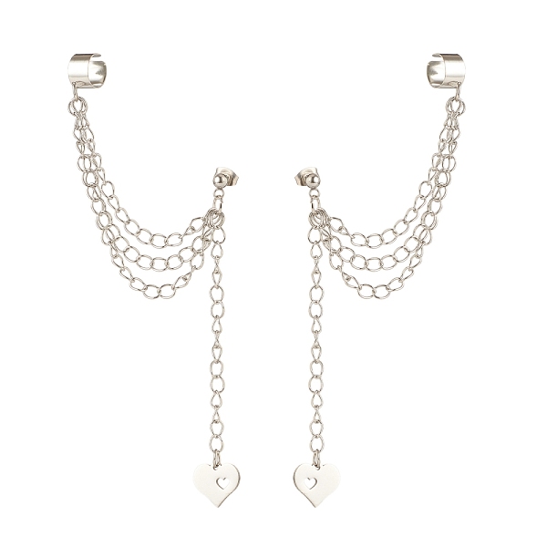 PandaHall 304 Stainless Steel Safety Chains Dangle Stud Earrings with Ear Cuff, Heart Tassel Long Drop Earrings for Women, Stainless Steel...
PandaHall 304 Stainless Steel Safety Chains Dangle Stud Earrings with Ear Cuff, Heart Tassel Long Drop Earrings for Women, Stainless Steel...
