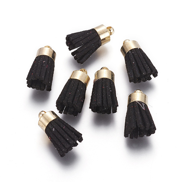 PandaHall Suede Cord Tassel Pendants, with Brass Findings, Golden, Black, 16~19x7mm, Hole: 1mm Faux Suede Black
PandaHall Suede Cord Tassel Pendants, with Brass Findings, Golden, Black, 16~19x7mm, Hole: 1mm Faux Suede Black