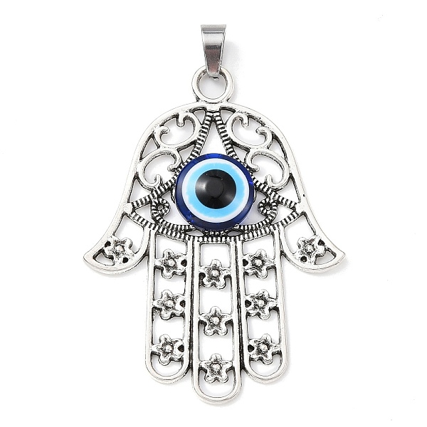 PandaHall Tibetan Style Alloy Pendants, Hamsa Hand/Hand of Miriam with Resin Evil Eye Charm, Antique Silver, 53x39.5x5mm, Hole: 7x4.5mm...
PandaHall Tibetan Style Alloy Pendants, Hamsa Hand/Hand of Miriam with Resin Evil Eye Charm, Antique Silver, 53x39.5x5mm, Hole: 7x4.5mm...
