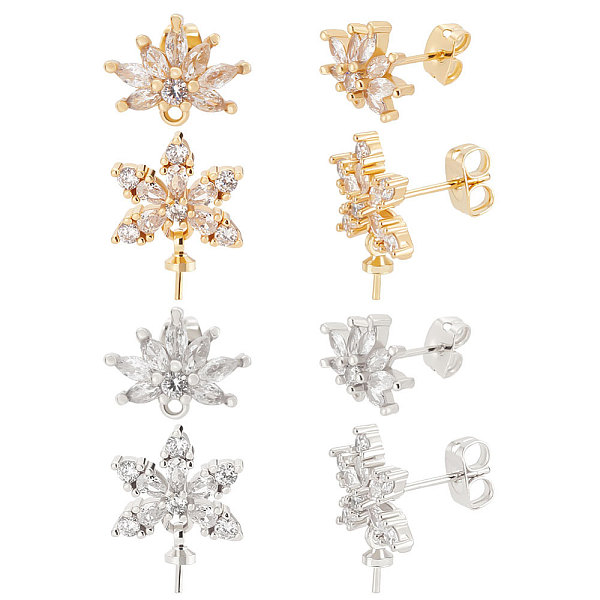 PandaHall Beebeecraft 4 Pairs 4 Style Brass Cubic Zirconia Flower Stud Earring Findings, with Cup Pearl Peg Bails & Horizontal Loops & 8Pcs...
PandaHall Beebeecraft 4 Pairs 4 Style Brass Cubic Zirconia Flower Stud Earring Findings, with Cup Pearl Peg Bails & Horizontal Loops & 8Pcs...