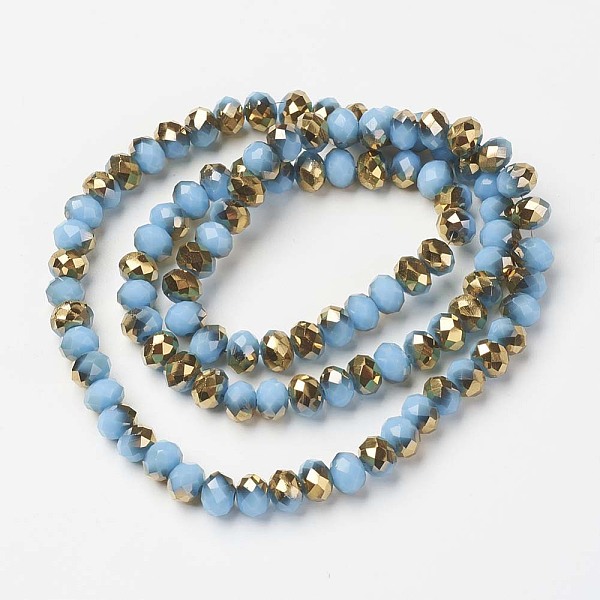 PandaHall Electroplate Opaque Glass Beads Strands, Half Golden Plated, Faceted, Rondelle, Sky Blue, 8x6mm, Hole: 1mm, about 72pcs/strand...
PandaHall Electroplate Opaque Glass Beads Strands, Half Golden Plated, Faceted, Rondelle, Sky Blue, 8x6mm, Hole: 1mm, about 72pcs/strand...