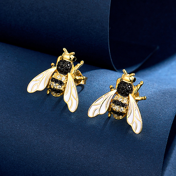 PandaHall Bee Shape 925 Sterling Silver Stud Earrings, with Cubic Zirconia and Enamel, Colorful, 16.6x17.2mm Cubic Zirconia Bees
PandaHall Bee Shape 925 Sterling Silver Stud Earrings, with Cubic Zirconia and Enamel, Colorful, 16.6x17.2mm Cubic Zirconia Bees