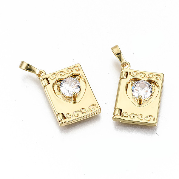 PandaHall Brass Micro Pave Clear Cubic Zirconia Pendants for Teachers' Day, Nickel Free, Book, Real 16K Gold Plated, 20x13x4mm, Hole...
PandaHall Brass Micro Pave Clear Cubic Zirconia Pendants for Teachers' Day, Nickel Free, Book, Real 16K Gold Plated, 20x13x4mm, Hole...