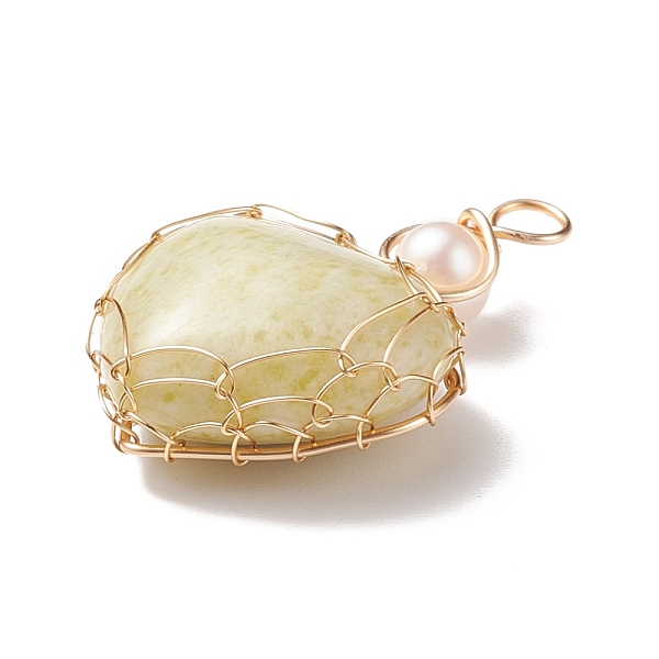 PandaHall Natural Yellow Mustard Jasper & Freshwater Pearl Pendants, with Real 18K Gold Plated Copper Wire Wrapped, Heart...
PandaHall Natural Yellow Mustard Jasper & Freshwater Pearl Pendants, with Real 18K Gold Plated Copper Wire Wrapped, Heart...