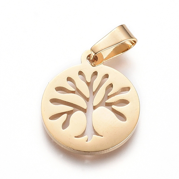 PandaHall 304 Stainless Steel Pendants, Flat Round with Tree of Life, Golden, 16x13.5x1.3mm, Hole: 6x3mm 304 Stainless Steel Flat Round
PandaHall 304 Stainless Steel Pendants, Flat Round with Tree of Life, Golden, 16x13.5x1.3mm, Hole: 6x3mm 304 Stainless Steel Flat Round