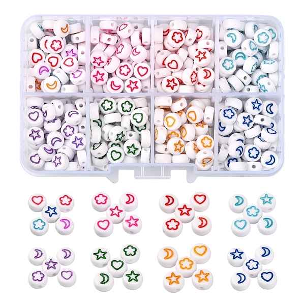 PandaHall 400Pcs 8 Colors White Opaque Acrylic Beads, Flat Round with Heart & Flower & Moon & Star, Mixed Color, 7x4mm, Hole: 1.6mm..., Multicolor
PandaHall 400Pcs 8 Colors White Opaque Acrylic Beads, Flat Round with Heart & Flower & Moon & Star, Mixed Color, 7x4mm, Hole: 1.6mm..., Multicolor