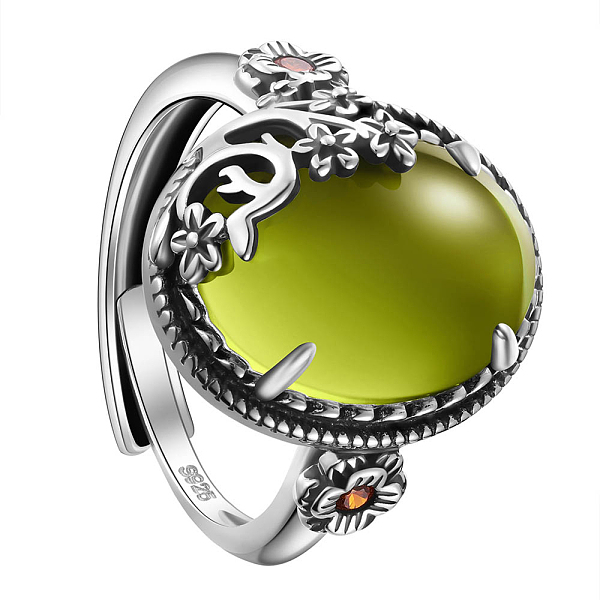 PandaHall SHEGRACE 925 Sterling Silver Adjustable Rings, with Grade AAA Cubic Zirconia, Oval with Flower, Antique Silver, Olive Drab, US...
PandaHall SHEGRACE 925 Sterling Silver Adjustable Rings, with Grade AAA Cubic Zirconia, Oval with Flower, Antique Silver, Olive Drab, US...