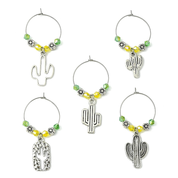 PandaHall Tibetan Style Alloy Cactus Wine Glass Charms, with Glass Beads and Brass Wine Glass Charm Rings, Antique Silver, 50~57mm Alloy...
PandaHall Tibetan Style Alloy Cactus Wine Glass Charms, with Glass Beads and Brass Wine Glass Charm Rings, Antique Silver, 50~57mm Alloy...