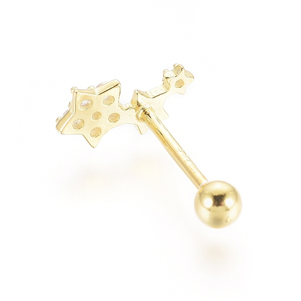 PandaHall 925 Sterling Silver Barbell Cartilage Earrings, Screw Back Earrings, with Cubic Zirconia, Star, Golden, 9x4.5x1.5mm, Pin: 0.8mm..., Clear
PandaHall 925 Sterling Silver Barbell Cartilage Earrings, Screw Back Earrings, with Cubic Zirconia, Star, Golden, 9x4.5x1.5mm, Pin: 0.8mm..., Clear